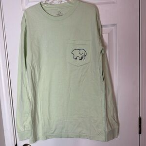 Mint Green Ivory Ella Hamsa Print Long Sleeve Shirt- size Small